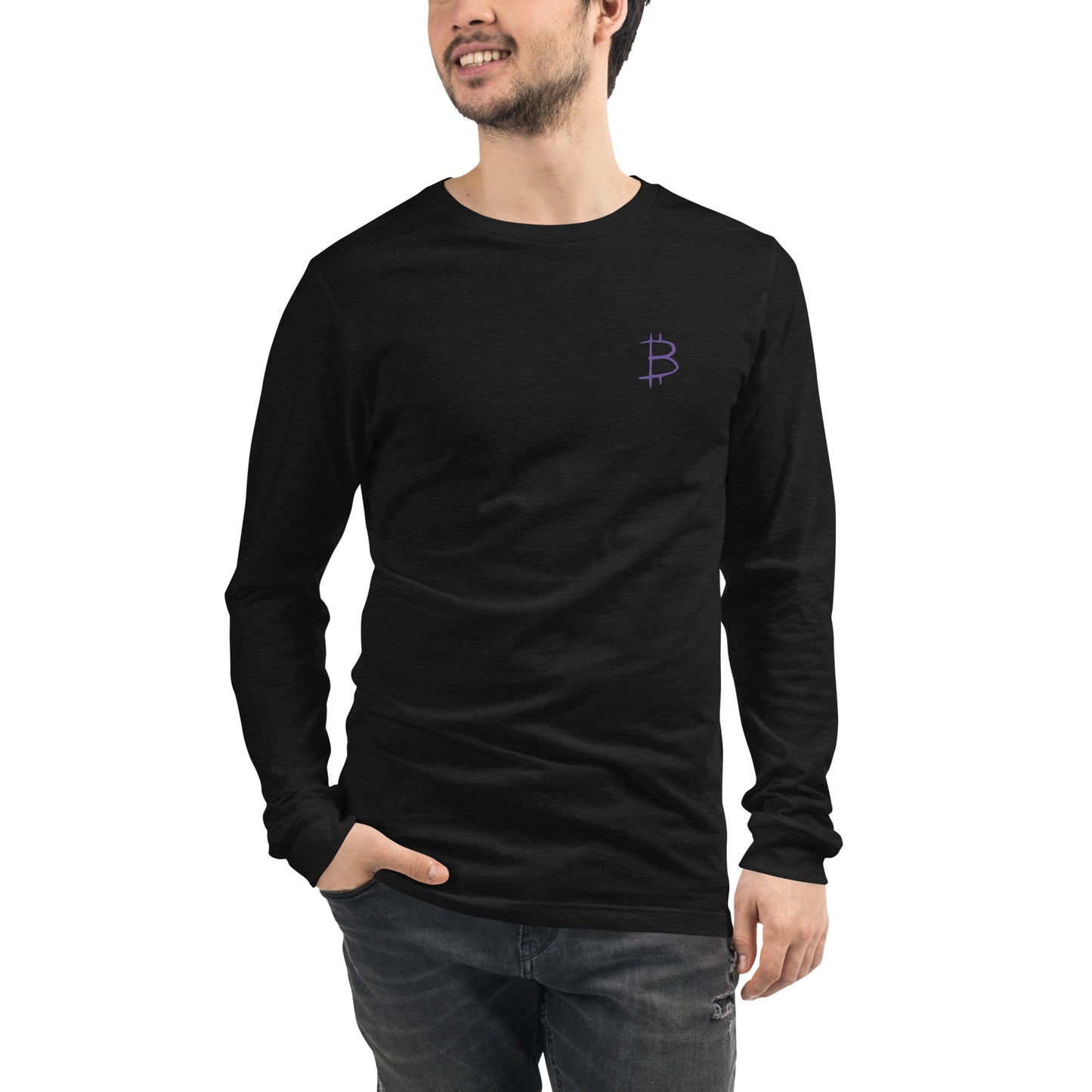 Embroidered Bitcoin Long Sleeve Tee BTC8