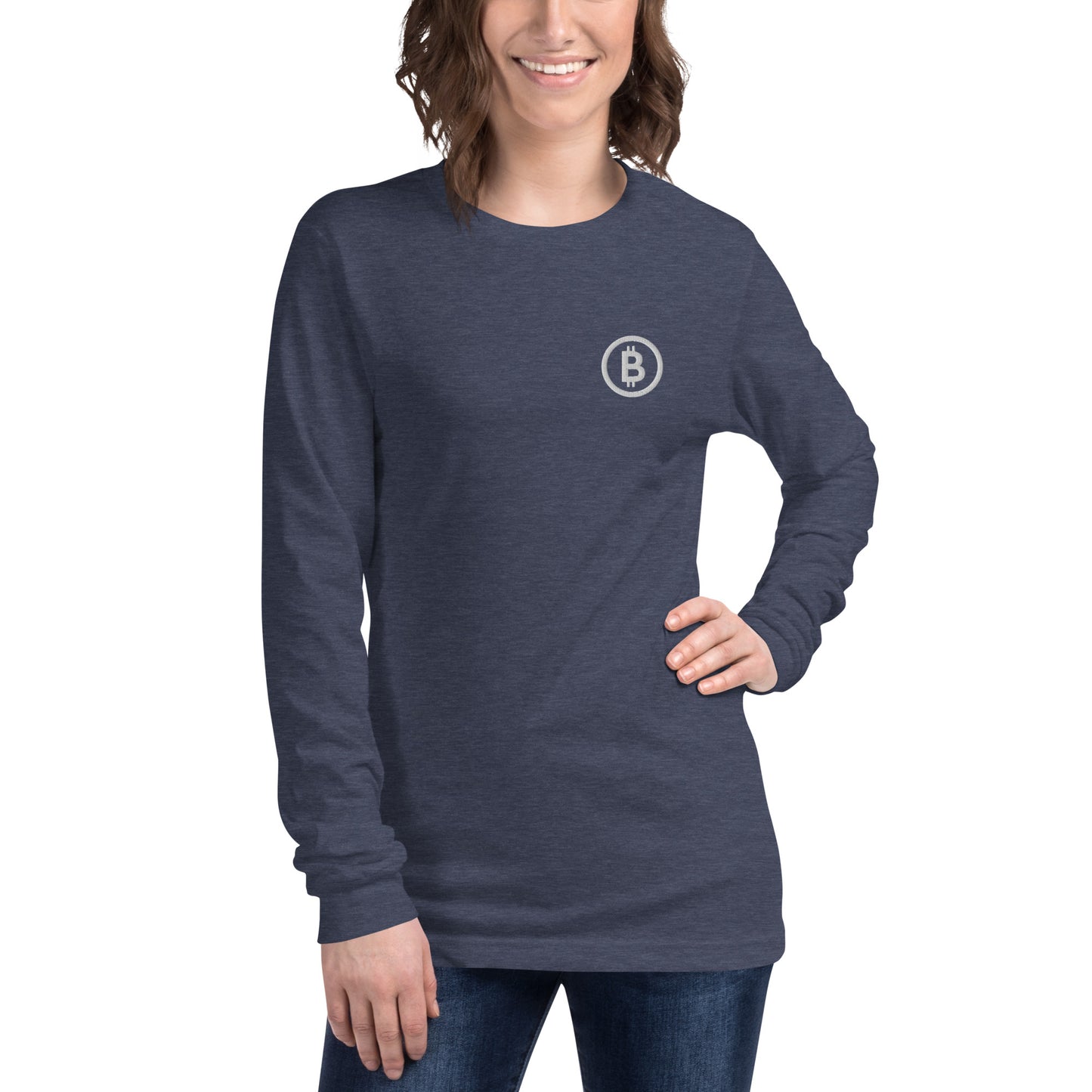 Embroidered Bitcoin Long Sleeve Tee BTC4