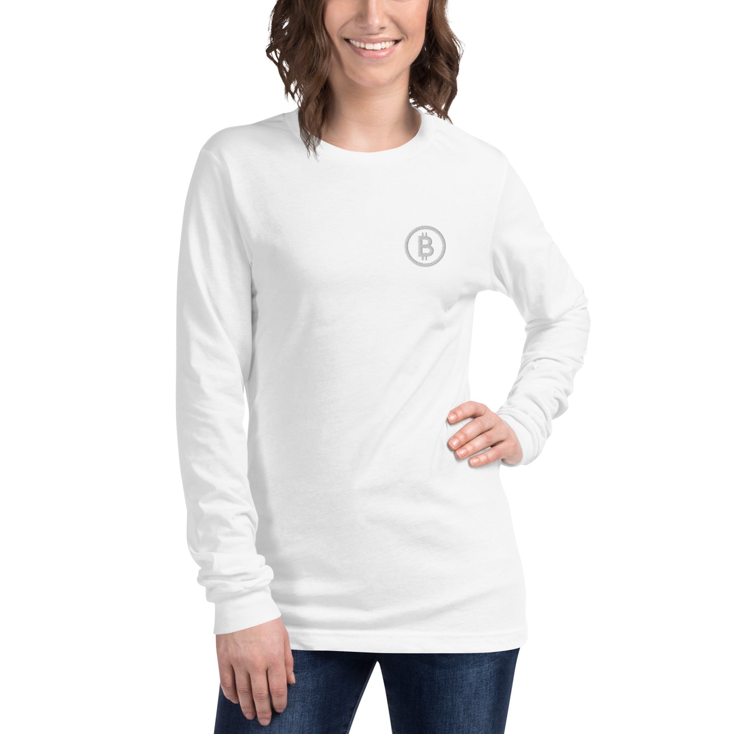 Embroidered Bitcoin Long Sleeve Tee BTC4