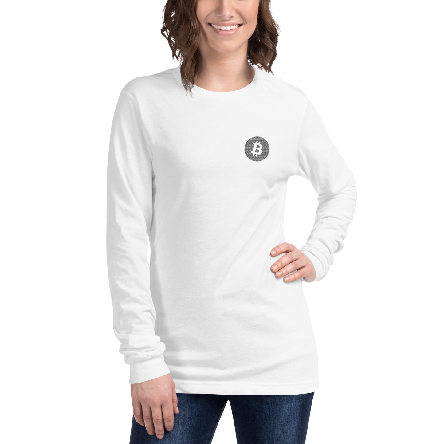 Embroidered Bitcoin Long Sleeve Tee BTC6