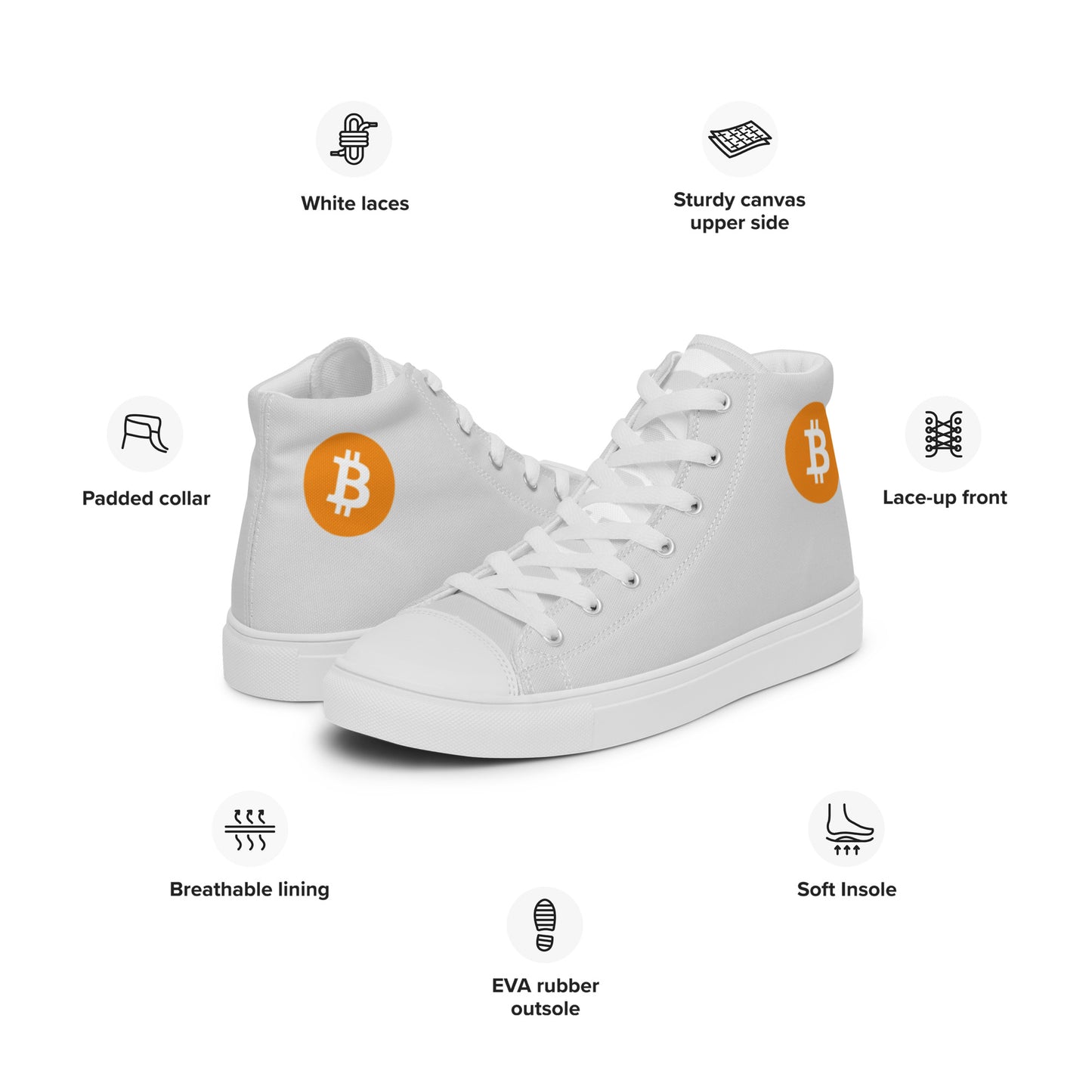 Women’s Bitcoin High Top Canvas Shoes