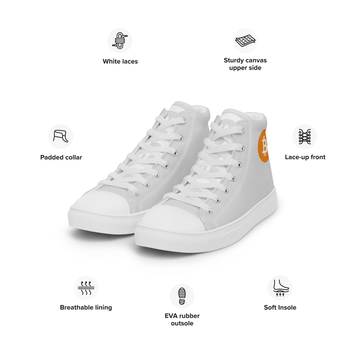 Women’s Bitcoin High Top Canvas Shoes